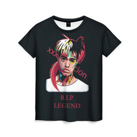 Женская футболка 3D с принтом XXXTentacion / RIP Legend 2 в Екатеринбурге, 100% полиэфир ( синтетическое хлопкоподобное полотно) | прямой крой, круглый вырез горловины, длина до линии бедер | legend | r.i.p. | rap | rip | tentacion | xxxtentacion | джасей онфрой | икс | легенда | покойся с миром | рэп | тентаньсьен | тентасьён | тентасьон | экс