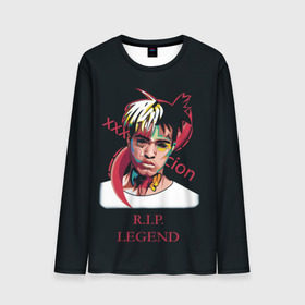 Мужской лонгслив 3D с принтом XXXTentacion / RIP Legend 2 в Екатеринбурге, 100% полиэстер | длинные рукава, круглый вырез горловины, полуприлегающий силуэт | legend | r.i.p. | rap | rip | tentacion | xxxtentacion | джасей онфрой | икс | легенда | покойся с миром | рэп | тентаньсьен | тентасьён | тентасьон | экс