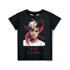 Детская футболка 3D с принтом XXXTentacion / RIP Legend 2 в Екатеринбурге, 100% гипоаллергенный полиэфир | прямой крой, круглый вырез горловины, длина до линии бедер, чуть спущенное плечо, ткань немного тянется | Тематика изображения на принте: legend | r.i.p. | rap | rip | tentacion | xxxtentacion | джасей онфрой | икс | легенда | покойся с миром | рэп | тентаньсьен | тентасьён | тентасьон | экс