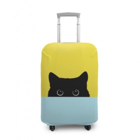 Чехол для чемодана 3D с принтом Кот спрятался в Екатеринбурге, 86% полиэфир, 14% спандекс | двустороннее нанесение принта, прорези для ручек и колес | 3d | cat | иллюстрация | кот | кот спрятался | кошка | минимализм | рисунок | цифровое искусство