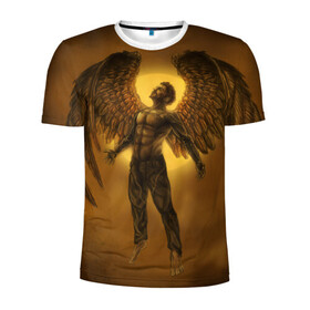 Мужская футболка 3D спортивная с принтом Deus Ex: Human Revolution в Екатеринбурге, 100% полиэстер с улучшенными характеристиками | приталенный силуэт, круглая горловина, широкие плечи, сужается к линии бедра | action | rpg | ангел | бог | детройт | из | киберпанк | революция | стелс | человечества | экшен