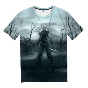 Мужская футболка 3D с принтом The Witcher 3: Wild Hunt в Екатеринбурге, 100% полиэфир | прямой крой, круглый вырез горловины, длина до линии бедер | action | witcher | арбалет | бомбы | геральт | герой | игра | сфера | телепортация | фэнтези | цири
