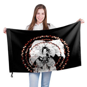 Флаг 3D с принтом Хао Асакура в Екатеринбурге, 100% полиэстер | плотность ткани — 95 г/м2, размер — 67 х 109 см. Принт наносится с одной стороны | Тематика изображения на принте: shaman king | зик | король шаманов | манга | шаман кинг