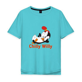 Мужская футболка хлопок Oversize с принтом Chilly Willy в Екатеринбурге, 100% хлопок | свободный крой, круглый ворот, “спинка” длиннее передней части | chilly | chilly willy | арт | животные | милые | мультфильмы | пингвины | чилли вилли