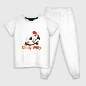 Детская пижама хлопок с принтом Chilly Willy в Екатеринбурге, 100% хлопок |  брюки и футболка прямого кроя, без карманов, на брюках мягкая резинка на поясе и по низу штанин
 | chilly | chilly willy | арт | животные | милые | мультфильмы | пингвины | чилли вилли
