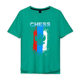 Мужская футболка хлопок Oversize с принтом Chess в Екатеринбурге, 100% хлопок | свободный крой, круглый ворот, “спинка” длиннее передней части | Тематика изображения на принте: check | chess | game | sport | strategy | доска | игра | линии | мат | надпись | пат | полосы | сборная | символ | состязание | спорт | спортсмен | стратегия | флаг | шах | шахматист | шахматы