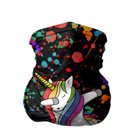 Бандана-труба 3D с принтом ЕДИНОРОГ РАДУГА (ЧЕРНЫЙ) в Екатеринбурге, 100% полиэстер, ткань с особыми свойствами — Activecool | плотность 150‒180 г/м2; хорошо тянется, но сохраняет форму | color | dab | pony | rainbow | unicornis dab | брызги | даб | единорог | единорог радуга | животные | краски | красочные | ляпистые | пони | радуга | цвета радуги