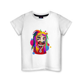 Детская футболка хлопок с принтом 6IX9INE COLORS в Екатеринбурге, 100% хлопок | круглый вырез горловины, полуприлегающий силуэт, длина до линии бедер | 6ix9ine | sixnine | tekashi