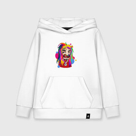 Детская толстовка хлопок с принтом 6IX9INE COLORS в Екатеринбурге, 100% хлопок | Круглый горловой вырез, эластичные манжеты, пояс, капюшен | 6ix9ine | sixnine | tekashi