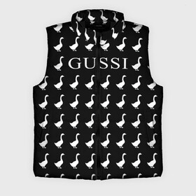 Мужской жилет утепленный 3D с принтом Gussi Black в Екатеринбурге,  |  | Тематика изображения на принте: gucci | gussi ga ga ga | gussi gang | бренд | гусь | птица