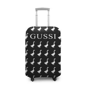 Чехол для чемодана 3D с принтом Gussi Black в Екатеринбурге, 86% полиэфир, 14% спандекс | двустороннее нанесение принта, прорези для ручек и колес | Тематика изображения на принте: gucci | gussi ga ga ga | gussi gang | бренд | гусь | птица