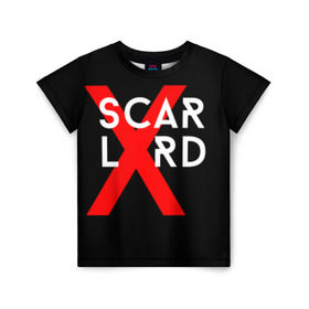 Детская футболка 3D с принтом scarlxrd_3 в Екатеринбурге, 100% гипоаллергенный полиэфир | прямой крой, круглый вырез горловины, длина до линии бедер, чуть спущенное плечо, ткань немного тянется | Тематика изображения на принте: scarlxrd | мариус