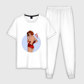 Мужская пижама хлопок с принтом Чили в Екатеринбурге, 100% хлопок | брюки и футболка прямого кроя, без карманов, на брюках мягкая резинка на поясе и по низу штанин
 | белье | девушка | купальник | перец | чили. красный