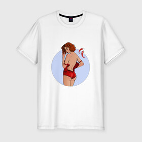 Мужская футболка премиум с принтом Чили в Екатеринбурге, 92% хлопок, 8% лайкра | приталенный силуэт, круглый вырез ворота, длина до линии бедра, короткий рукав | белье | девушка | купальник | перец | чили. красный