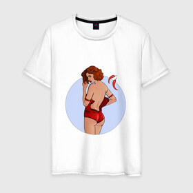 Мужская футболка хлопок с принтом Чили в Екатеринбурге, 100% хлопок | прямой крой, круглый вырез горловины, длина до линии бедер, слегка спущенное плечо. | белье | девушка | купальник | перец | чили. красный