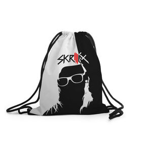 Рюкзак-мешок 3D с принтом Skrillex в Екатеринбурге, 100% полиэстер | плотность ткани — 200 г/м2, размер — 35 х 45 см; лямки — толстые шнурки, застежка на шнуровке, без карманов и подкладки | john | moore | skrilex | skrillex | sonny | twipz | бростеп | джон | диджей | композитор | музыкант | мур | продюсер | скрайлекс | скрайллекс | скрилекс | скриллекс | сонни | хаус | электро