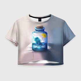 Женская футболка 3D укороченная с принтом DOTA 2 Morphling в Екатеринбурге, 100% полиэстер | круглая горловина, длина футболки до линии талии, рукава с отворотами | 