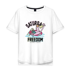 Мужская футболка хлопок Oversize с принтом Фламинго Суббота в Екатеринбурге, 100% хлопок | свободный крой, круглый ворот, “спинка” длиннее передней части | выходной | калифорния | летние | летняя | лето | отдых | свобода | суббота