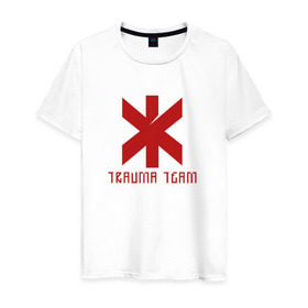 Мужская футболка хлопок с принтом TRAUMA TEAM   CYBERPUNK 2077 в Екатеринбурге, 100% хлопок | прямой крой, круглый вырез горловины, длина до линии бедер, слегка спущенное плечо. | 2019 | cd project red | cyberpunk 2077 | future | hack | night city | samurai | sci fi | trauma team | андроиды | безумие | будущее | город ночи | киберпанк 2077 | логотип | роботы | самураи | фантастика | цифры