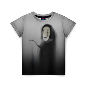 Детская футболка 3D с принтом Унесенные призраками в Екатеринбурге, 100% гипоаллергенный полиэфир | прямой крой, круглый вырез горловины, длина до линии бедер, чуть спущенное плечо, ткань немного тянется | Тематика изображения на принте: spirited away | миядзаки | хаяо
