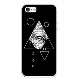 Чехол для iPhone 5/5S матовый с принтом Всевидящее око в Екатеринбурге, Силикон | Область печати: задняя сторона чехла, без боковых панелей | Тематика изображения на принте: tattoo | в треугольнике | всевидящее око | всевидящий глаз | зрачок | пирамида | тату
