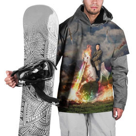 Накидка на куртку 3D с принтом Ким чен ын на Единороге в Екатеринбурге, 100% полиэстер |  | Тематика изображения на принте: 
