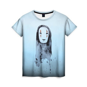 Женская футболка 3D с принтом Унесенные призраками в Екатеринбурге, 100% полиэфир ( синтетическое хлопкоподобное полотно) | прямой крой, круглый вырез горловины, длина до линии бедер | spirited away | миядзаки | хаяо