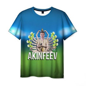 Мужская футболка 3D с принтом Многорукий Акинфеев в Екатеринбурге, 100% полиэфир | прямой крой, круглый вырез горловины, длина до линии бедер | 