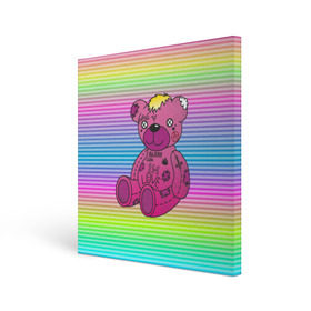 Холст квадратный с принтом Мишка Lil Peep в Екатеринбурге, 100% ПВХ |  | gbc | hip hop | lil peep | love | pink | rap | лил пип | лилпип | медведь | медвежонок | мишка | реп | розовый | рэп | тату | трэп | хип хоп | эмо