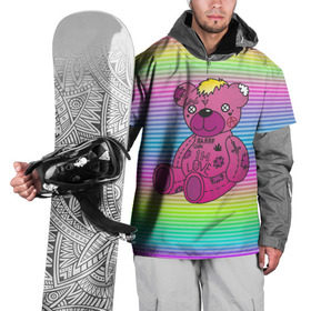 Накидка на куртку 3D с принтом Мишка Lil Peep в Екатеринбурге, 100% полиэстер |  | gbc | hip hop | lil peep | love | pink | rap | лил пип | лилпип | медведь | медвежонок | мишка | реп | розовый | рэп | тату | трэп | хип хоп | эмо