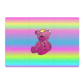Магнитный плакат 3Х2 с принтом Мишка Lil Peep в Екатеринбурге, Полимерный материал с магнитным слоем | 6 деталей размером 9*9 см | gbc | hip hop | lil peep | love | pink | rap | лил пип | лилпип | медведь | медвежонок | мишка | реп | розовый | рэп | тату | трэп | хип хоп | эмо