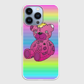 Чехол для iPhone 13 Pro с принтом Мишка Lil Peep в Екатеринбурге,  |  | gbc | hip hop | lil peep | love | pink | rap | лил пип | лилпип | медведь | медвежонок | мишка | реп | розовый | рэп | тату | трэп | хип хоп | эмо
