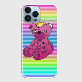 Чехол для iPhone 13 Pro Max с принтом Мишка Lil Peep в Екатеринбурге,  |  | gbc | hip hop | lil peep | love | pink | rap | лил пип | лилпип | медведь | медвежонок | мишка | реп | розовый | рэп | тату | трэп | хип хоп | эмо
