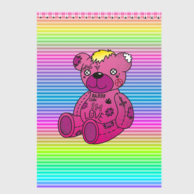 Скетчбук с принтом Мишка Lil Peep в Екатеринбурге, 100% бумага
 | 48 листов, плотность листов — 100 г/м2, плотность картонной обложки — 250 г/м2. Листы скреплены сверху удобной пружинной спиралью | gbc | hip hop | lil peep | love | pink | rap | лил пип | лилпип | медведь | медвежонок | мишка | реп | розовый | рэп | тату | трэп | хип хоп | эмо