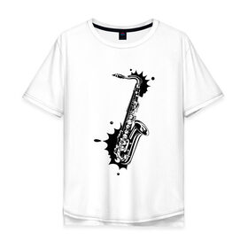 Мужская футболка хлопок Oversize с принтом Saxophone в Екатеринбурге, 100% хлопок | свободный крой, круглый ворот, “спинка” длиннее передней части | Тематика изображения на принте: 