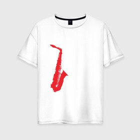 Женская футболка хлопок Oversize с принтом lets talk about sax_black в Екатеринбурге, 100% хлопок | свободный крой, круглый ворот, спущенный рукав, длина до линии бедер
 | саксофон | саксофонист
