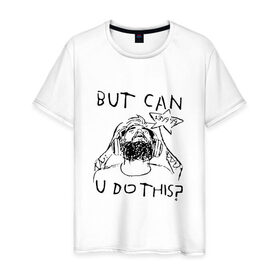 Мужская футболка хлопок с принтом BUT CAN U DO THIS? в Екатеринбурге, 100% хлопок | прямой крой, круглый вырез горловины, длина до линии бедер, слегка спущенное плечо. | bro army | felix kjellberg | pew die pie | pewdiepie | пьюдипай | феликс чельберг