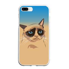 Чехол для iPhone 7Plus/8 Plus матовый с принтом Grumpy cat ART в Екатеринбурге, Силикон | Область печати: задняя сторона чехла, без боковых панелей | cat | grumpy | грустный кот | киса | кот | котэ | котяра | кошка | мем | сердитый кот