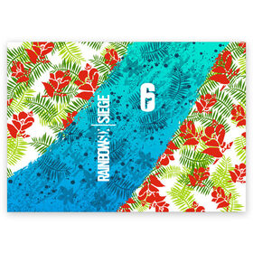 Поздравительная открытка с принтом R6S SUNSPLASH PREMIUM PACK в Екатеринбурге, 100% бумага | плотность бумаги 280 г/м2, матовая, на обратной стороне линовка и место для марки
 | Тематика изображения на принте: caveira | dokkaebi | ela | mute | outbreak | r6s | rainbow | rainbow six siege | sunsplash premium pack | tom clancys | радуга 6 осада | том клэнси
