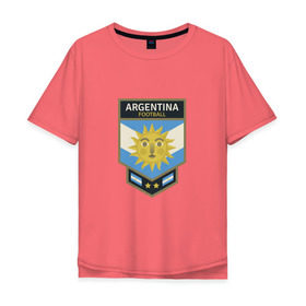 Мужская футболка хлопок Oversize с принтом Футбол - Аргентина в Екатеринбурге, 100% хлопок | свободный крой, круглый ворот, “спинка” длиннее передней части | 
