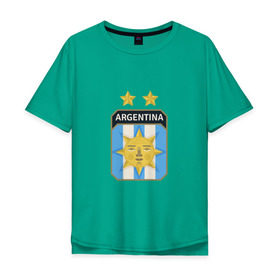Мужская футболка хлопок Oversize с принтом Аргентина в Екатеринбурге, 100% хлопок | свободный крой, круглый ворот, “спинка” длиннее передней части | 