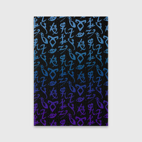 Обложка для паспорта матовая кожа с принтом Blue runes в Екатеринбурге, натуральная матовая кожа | размер 19,3 х 13,7 см; прозрачные пластиковые крепления | Тематика изображения на принте: freeform | shadowhunters | доминик шервуд | клэри фрэй | кэтрин макнамара | фэнтази