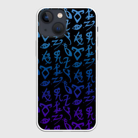 Чехол для iPhone 13 mini с принтом Blue runes в Екатеринбурге,  |  | Тематика изображения на принте: freeform | shadowhunters | доминик шервуд | клэри фрэй | кэтрин макнамара | фэнтази
