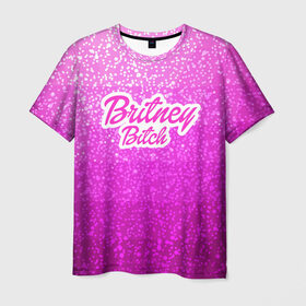 Мужская футболка 3D с принтом Britney Bitch _pink в Екатеринбурге, 100% полиэфир | прямой крой, круглый вырез горловины, длина до линии бедер | Тематика изображения на принте: baby one more time | britney spears | oops | бритни спирс