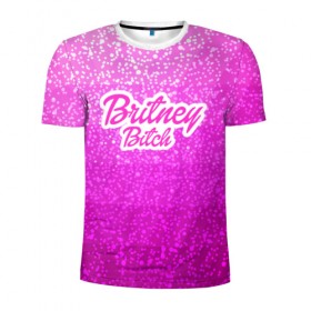Мужская футболка 3D спортивная с принтом Britney Bitch _pink в Екатеринбурге, 100% полиэстер с улучшенными характеристиками | приталенный силуэт, круглая горловина, широкие плечи, сужается к линии бедра | baby one more time | britney spears | oops | бритни спирс