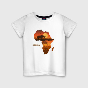 Детская футболка хлопок с принтом Африка в Екатеринбурге, 100% хлопок | круглый вырез горловины, полуприлегающий силуэт, длина до линии бедер | африка | дикая природа | дикие животные | карта | карты | носорог | природа | туризм | экзотика