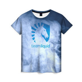 Женская футболка 3D с принтом TEAM LIQUID E-SPORT в Екатеринбурге, 100% полиэфир ( синтетическое хлопкоподобное полотно) | прямой крой, круглый вырез горловины, длина до линии бедер | 
