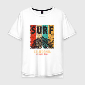 Мужская футболка хлопок Oversize с принтом Surf в Екатеринбурге, 100% хлопок | свободный крой, круглый ворот, “спинка” длиннее передней части | абстракция | калифорния | летние | летняя | лето | серфинг | узоры