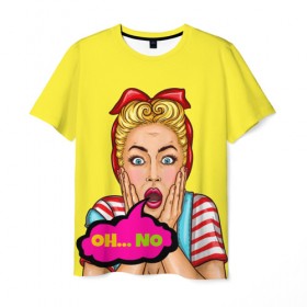 Мужская футболка 3D с принтом Oh...no в Екатеринбурге, 100% полиэфир | прямой крой, круглый вырез горловины, длина до линии бедер | Тематика изображения на принте: pop art | wtf | коллекция | мода | о нет | поп арт | старая мода | стиль | стиль 60 х | тренды | что это