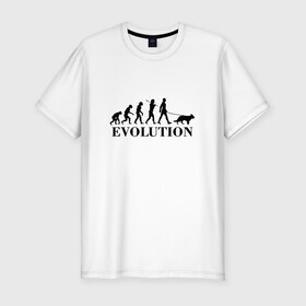 Мужская футболка хлопок Slim с принтом Evolution в Екатеринбурге, 92% хлопок, 8% лайкра | приталенный силуэт, круглый вырез ворота, длина до линии бедра, короткий рукав | dog | друг человека | кинолог | люблю собак | овчарка | пес | собака | собачник | щенок | эволюция